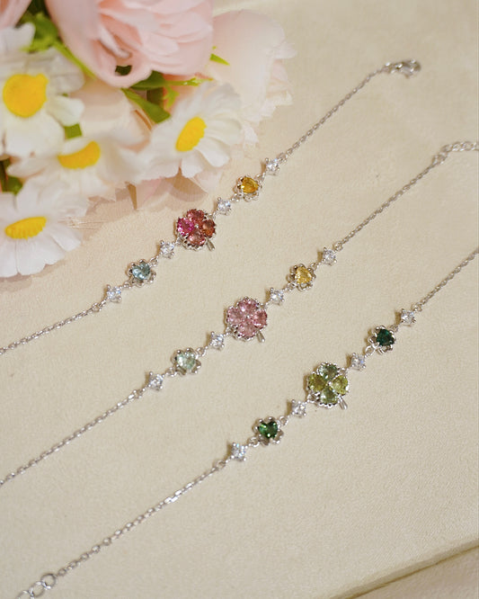 Lucky Clover 純銀天然碧璽手鏈🍀