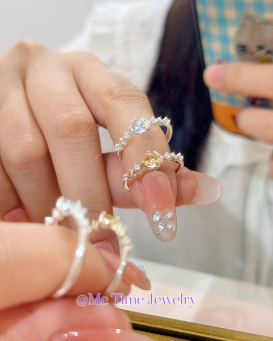 🌙星月碎鑽開口戒指