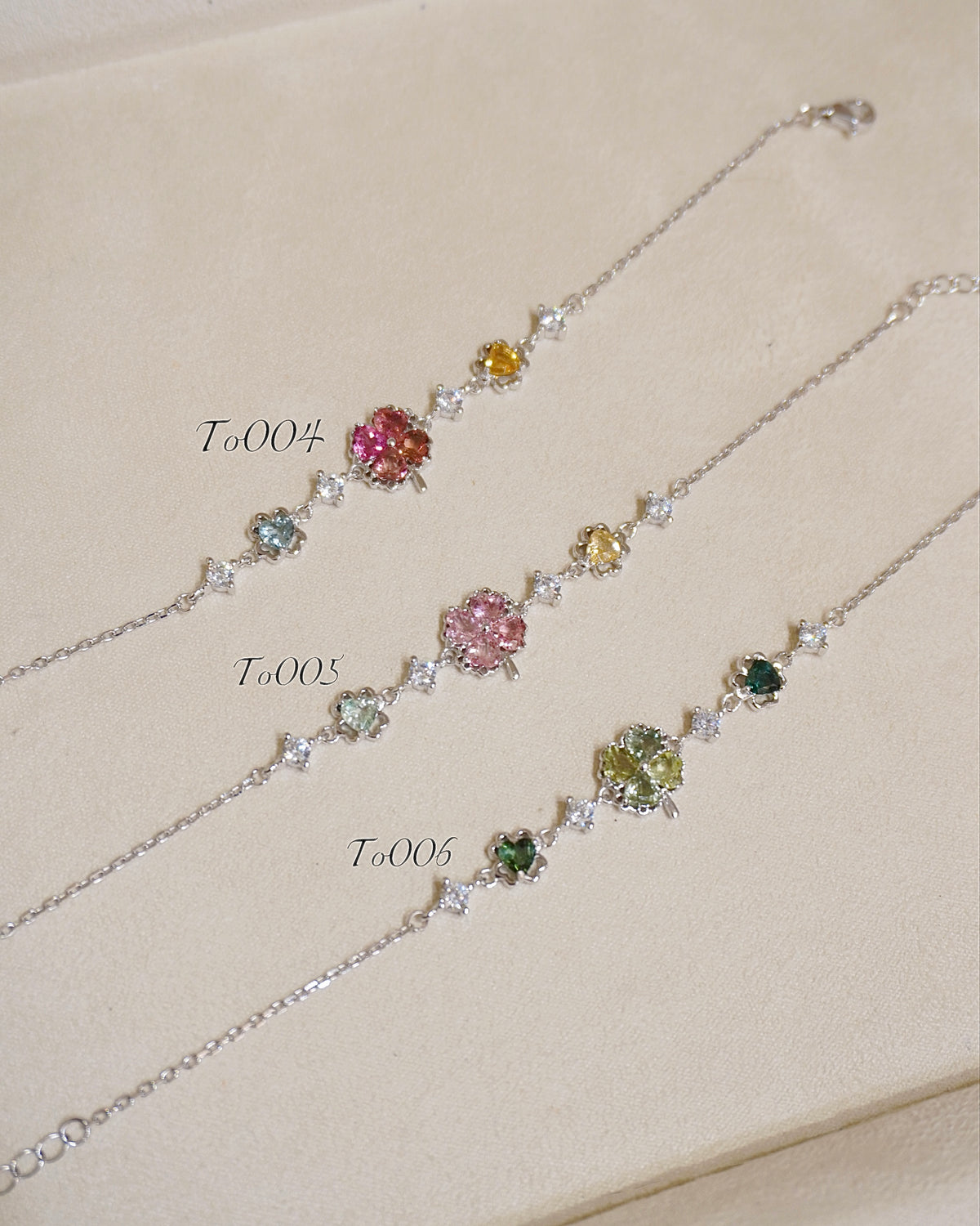 Lucky Clover 純銀天然碧璽手鏈🍀