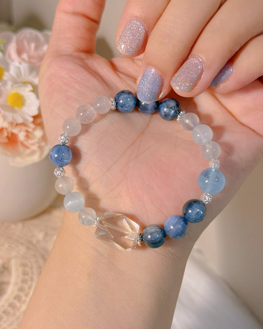 🩵藍晶石x海藍寶x白水晶x白兔毛|雾海来信🌊（Gem0003）