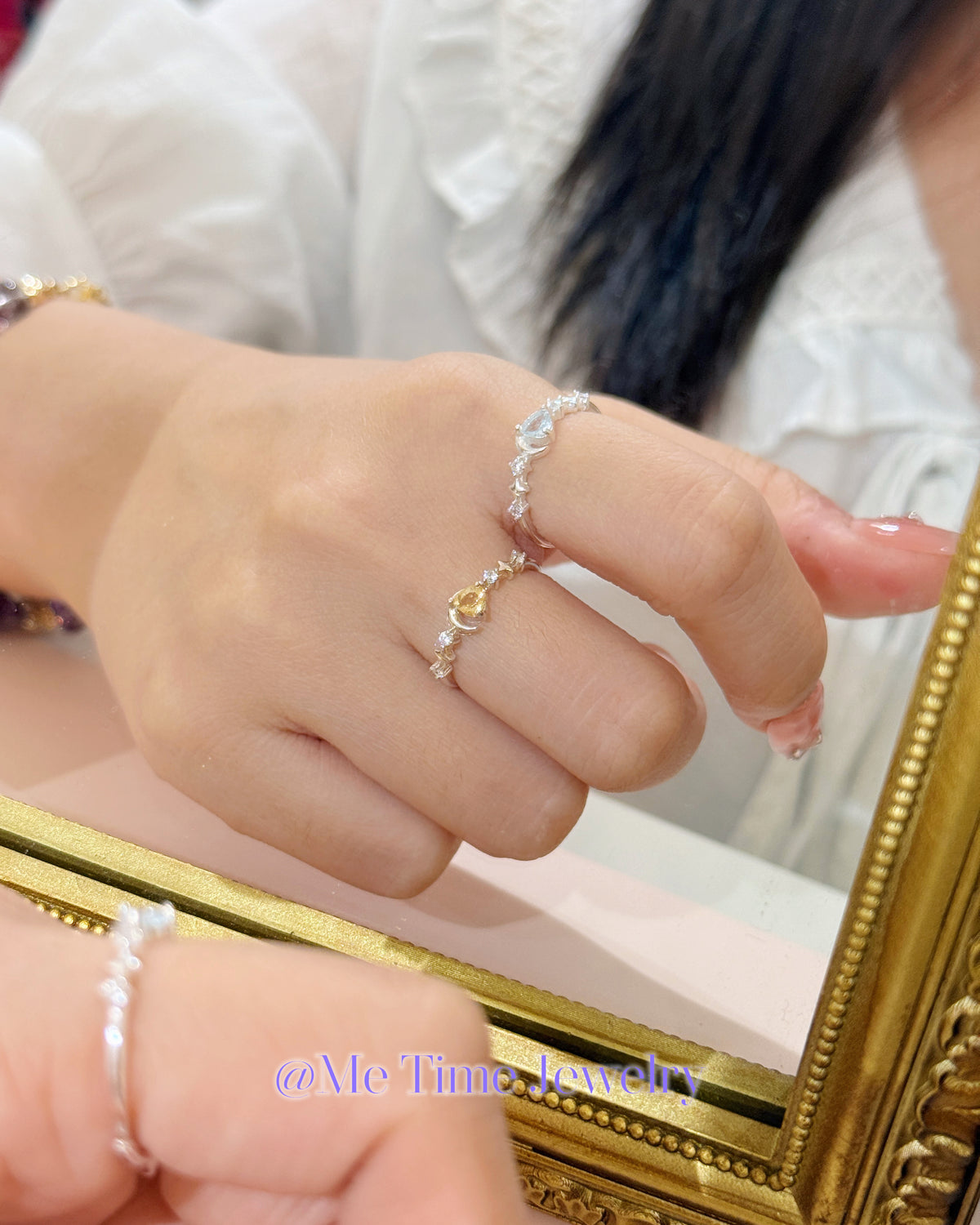 🌙星月碎鑽開口戒指